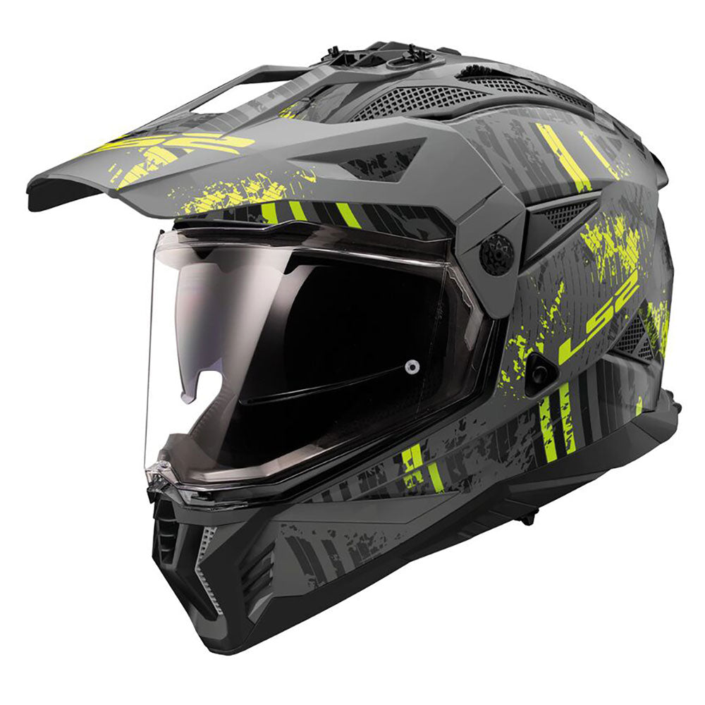ŠALMAS LS2 MX702 PIONEER II CRAZY – MATINĖ JUODA FLUO GELTONA SPALVA