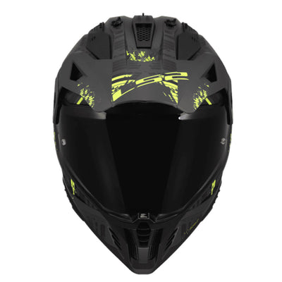 ŠALMAS LS2 MX702 PIONEER II CRAZY – MATINĖ JUODA FLUO GELTONA SPALVA