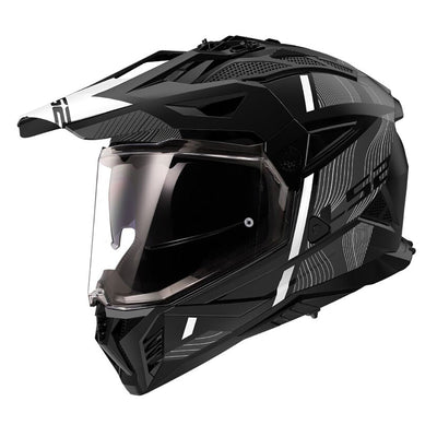 ŠALMAS LS2 MX702 PIONEER II HILL – MATINĖ JUODA BALTA SPALVA