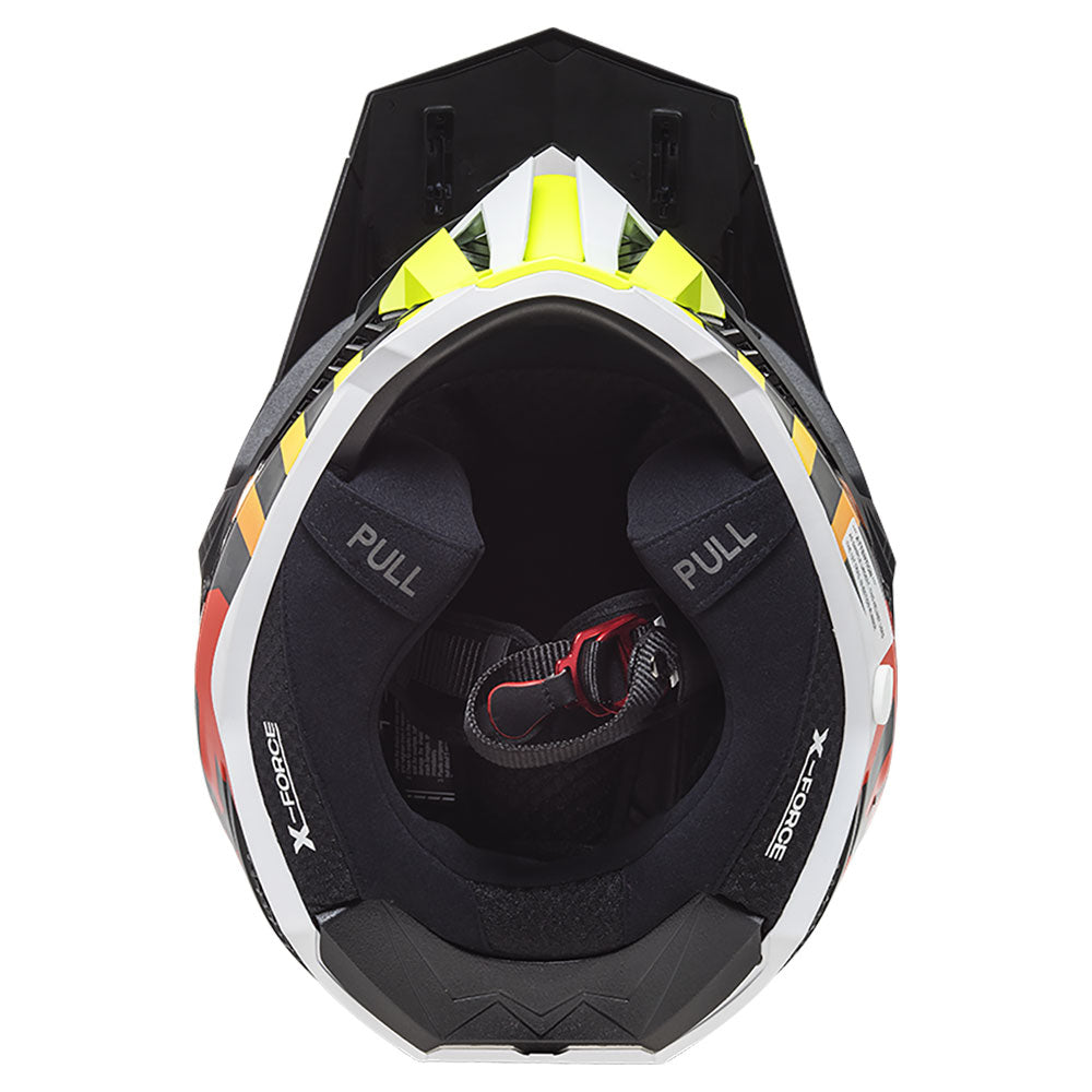 ŠALMAS LS2 MX703 C X-FORCE BARRIER – FLUO GELTONA RAUDONA SPALVA