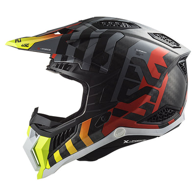 ŠALMAS LS2 MX703 C X-FORCE BARRIER – FLUO GELTONA RAUDONA SPALVA