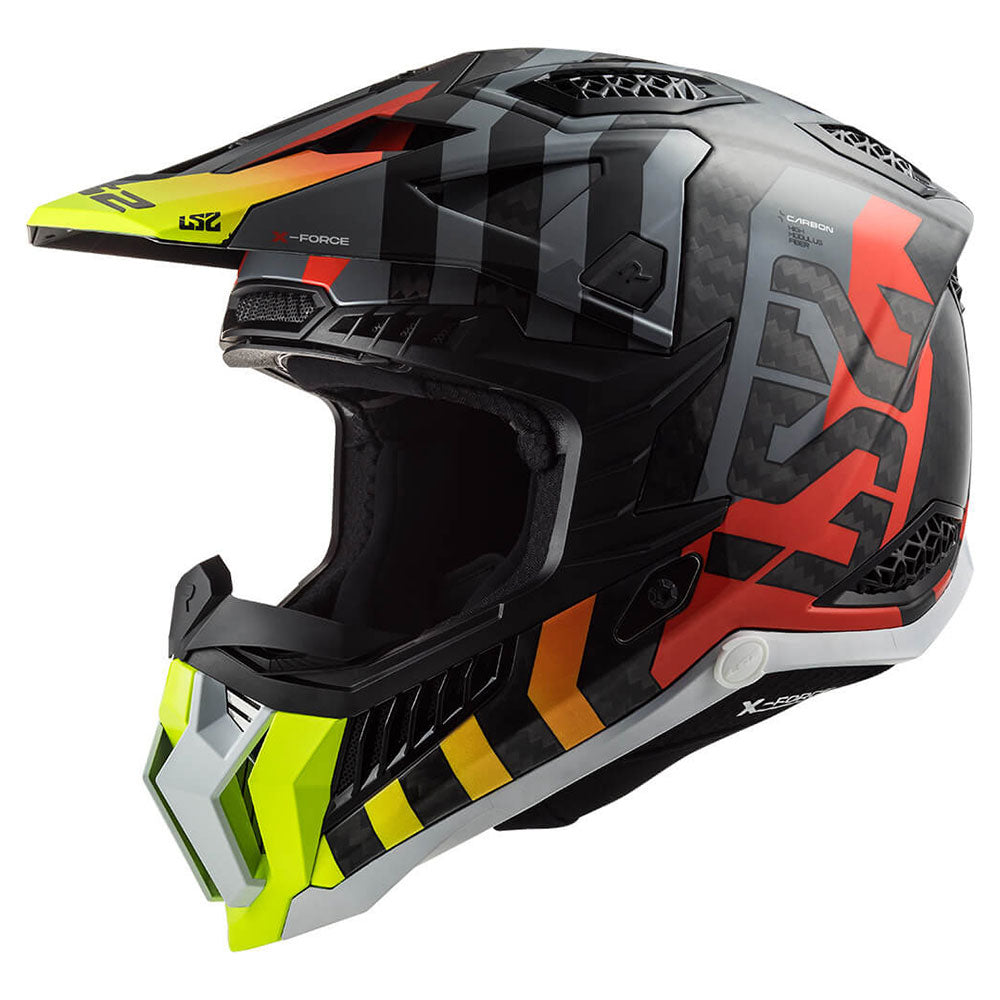 ŠALMAS LS2 MX703 C X-FORCE BARRIER – FLUO GELTONA RAUDONA SPALVA