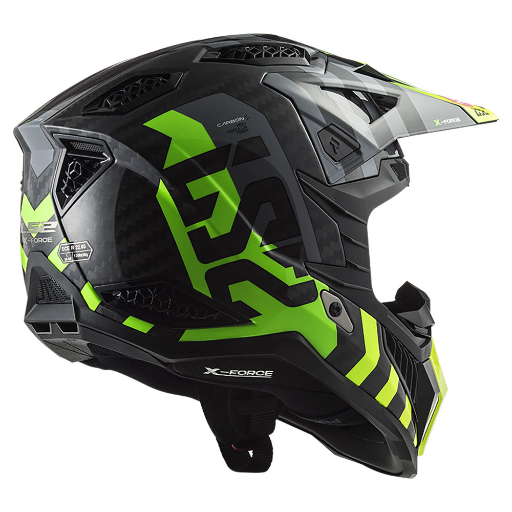 ŠALMAS LS2 MX703 C X-FORCE BARRIER – FLUO GELTONA ŽALIA SPALVA