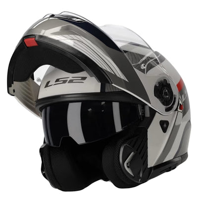 ŠALMAS LS2 FF908 STROBE II MONZA – JUODA / PILKA / RAUDONA SPALVA