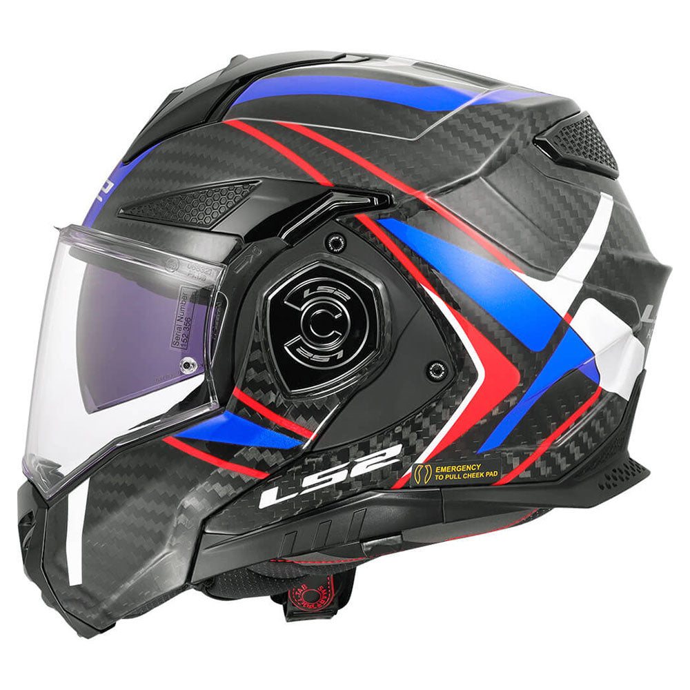 ŠALMAS LS2 FF901 ADVANT X CARBON FUTURE II – BALTA / MĖLYNA SPALVA