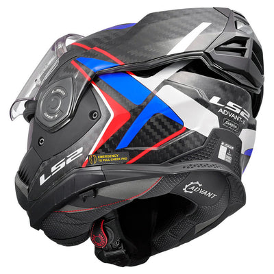 ŠALMAS LS2 FF901 ADVANT X CARBON FUTURE II – BALTA / MĖLYNA SPALVA