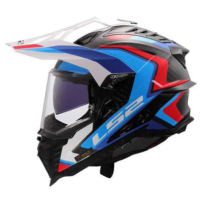 ŠALMAS LS2 MX701 C EXPLORER FRONTIER II – BALTA MĖLYNA SPALVA