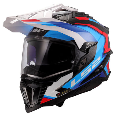 ŠALMAS LS2 MX701 C EXPLORER FRONTIER II – BALTA MĖLYNA SPALVA