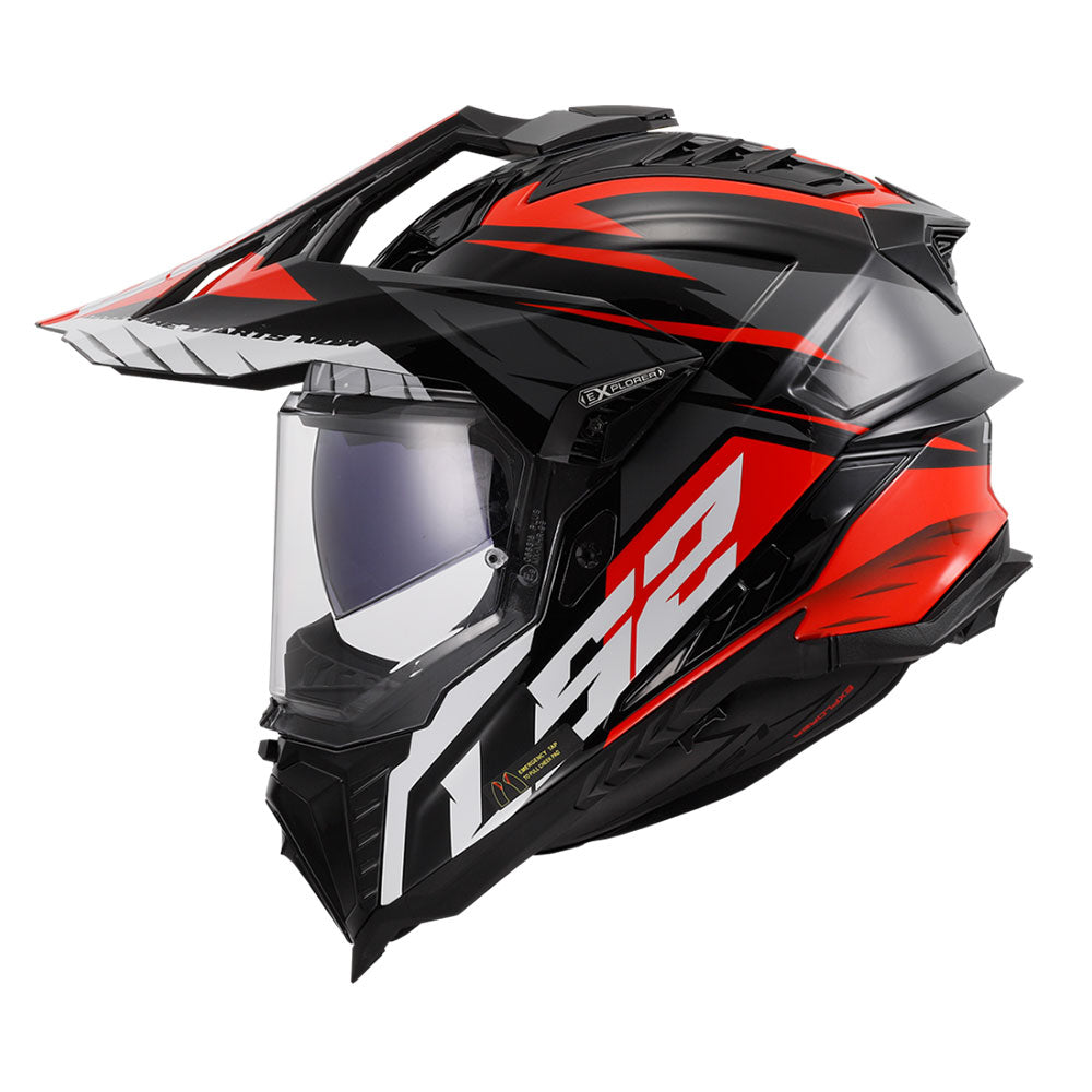 ŠALMAS LS2 MX701 EXPLORER SPIRE – JUODA TITANO RAUDONA SPALVA