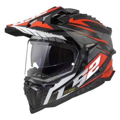 ŠALMAS LS2 MX701 EXPLORER SPIRE – JUODA TITANO RAUDONA SPALVA