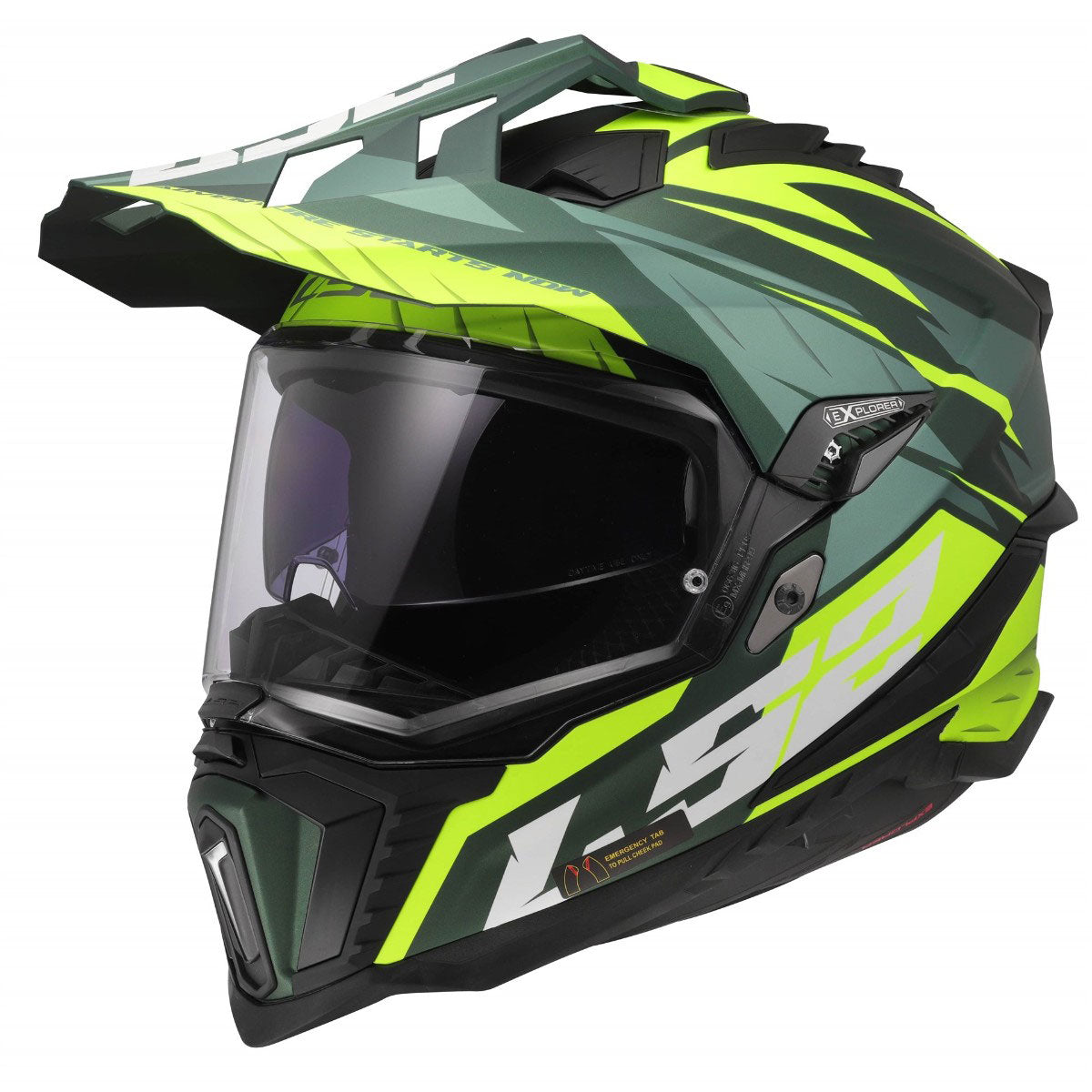 ŠALMAS LS2 MX701 EXPLORER SPIRE – MATINĖ ŽALIA FLUO GELTONA SPALVA