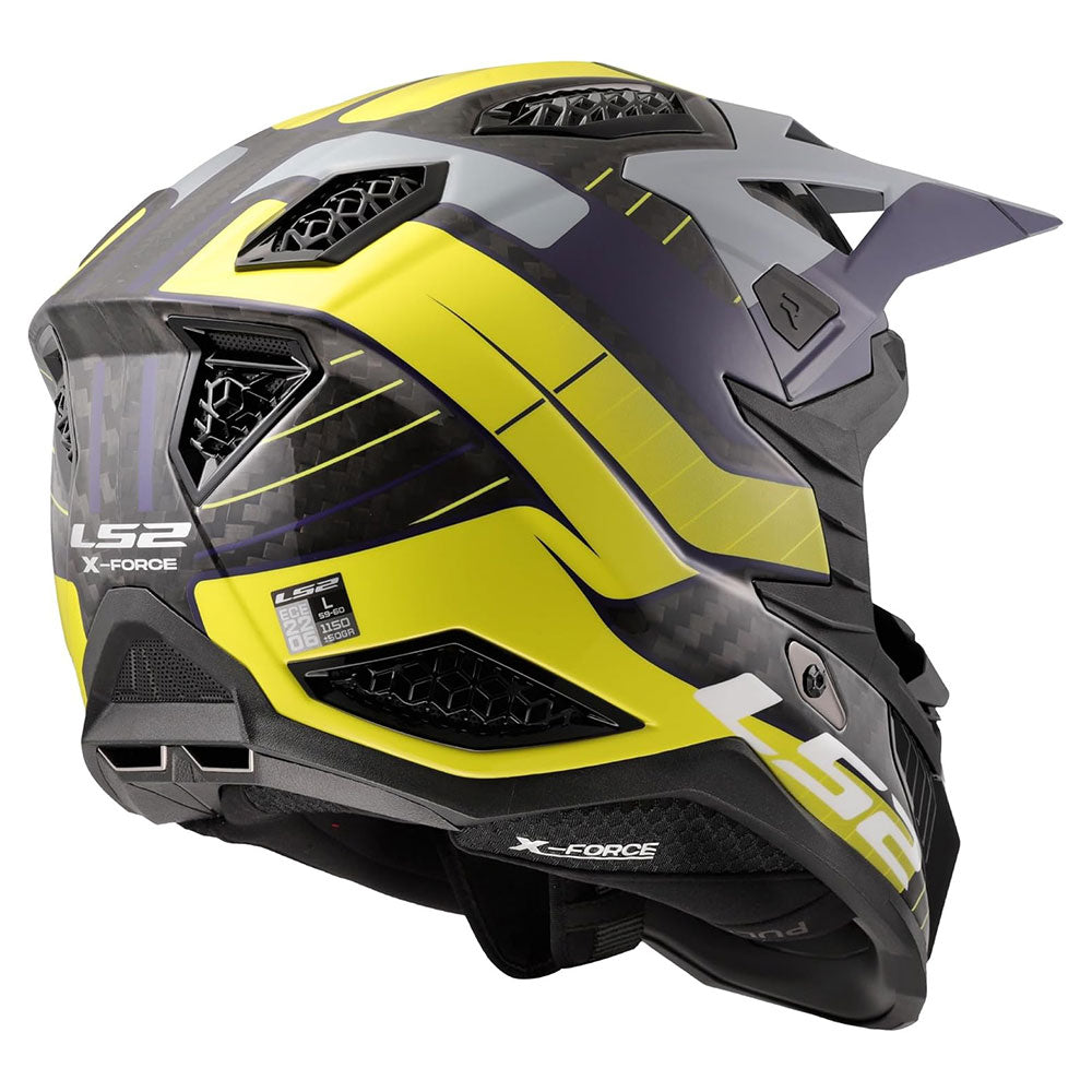 ŠALMAS LS2 MX703 C X-FORCE GALUO – PILKA FLUO GELTONA SPALVA