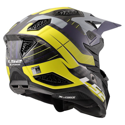 ŠALMAS LS2 MX703 C X-FORCE GALUO – PILKA FLUO GELTONA SPALVA