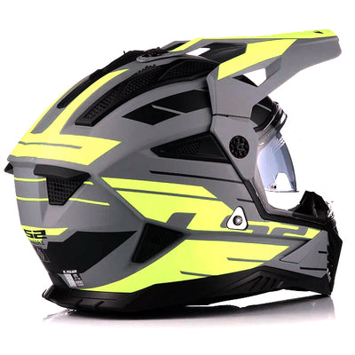 ŠALMAS LS2 MX702 PIONEER II NAMIB – MATINĖ PILKA FLUO GELTONA SPALVA