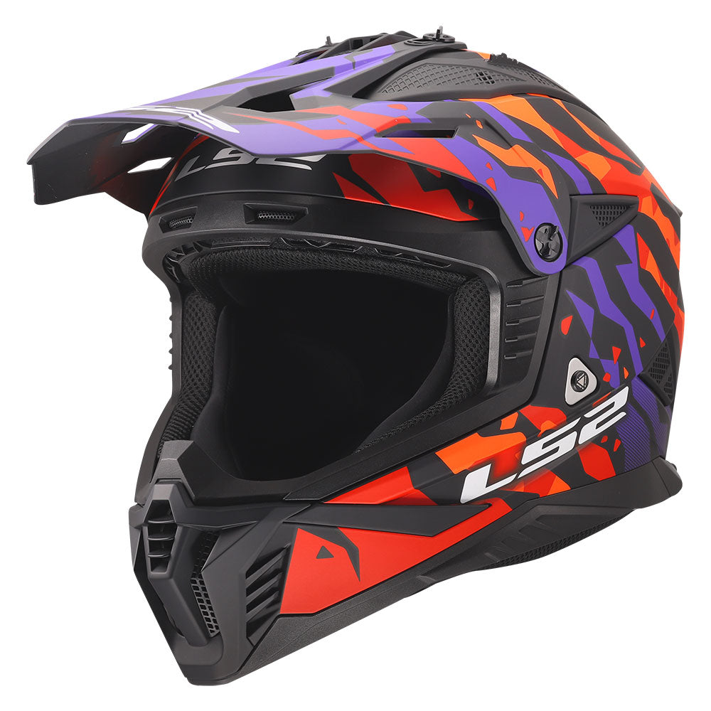ŠALMAS LS2 MX708 FAST II GROTESK – VIOLETINIS / ORANŽINIS