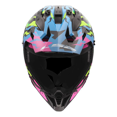 ŠALMAS LS2 MX708 FAST II GROTESK – MĖLYNAS / ROŽINIS / ŽALIAS