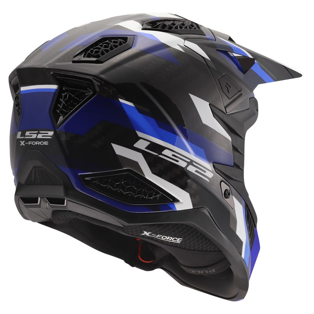 ŠALMAS LS2 MX703 C X-FORCE PHANTOM – BALTA MĖLYNA RAUDONA SPALVA