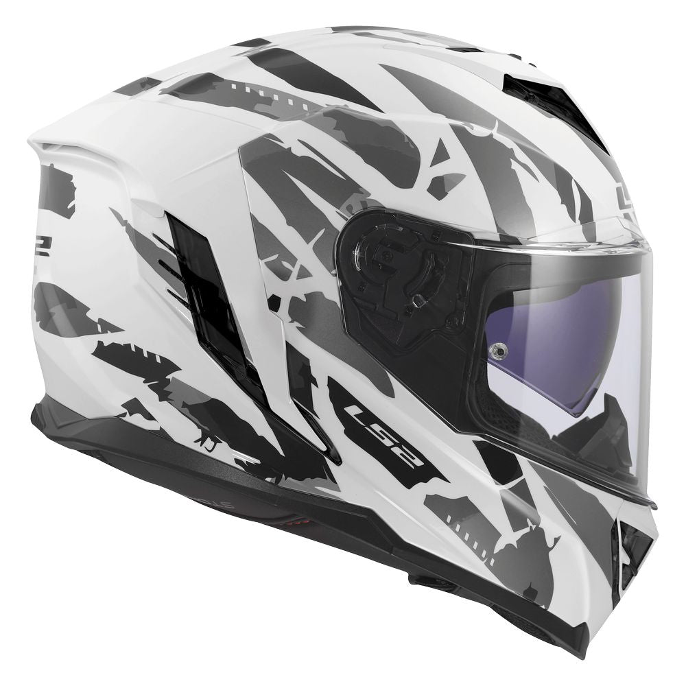 ŠALMAS LS2 FF818 STORM III KAOS – BALTA / PILKA SPALVA