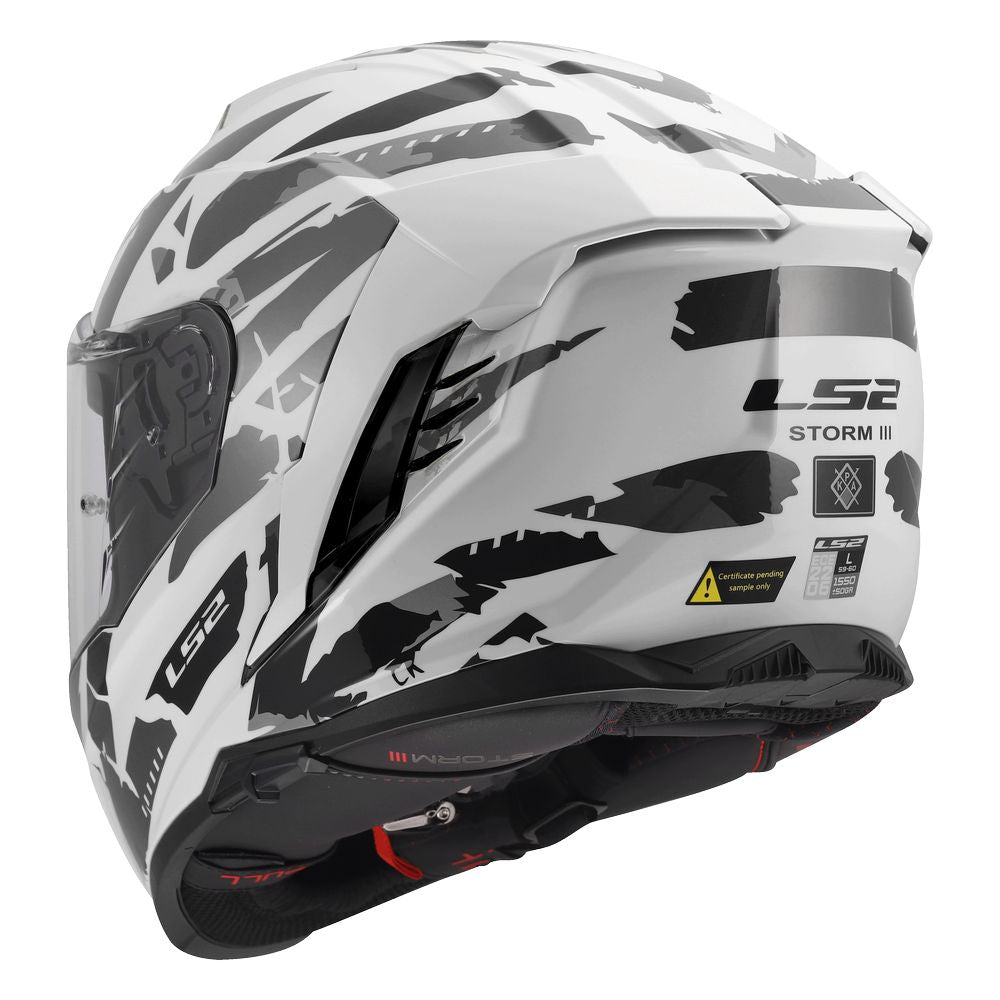 ŠALMAS LS2 FF818 STORM III KAOS – BALTA / PILKA SPALVA