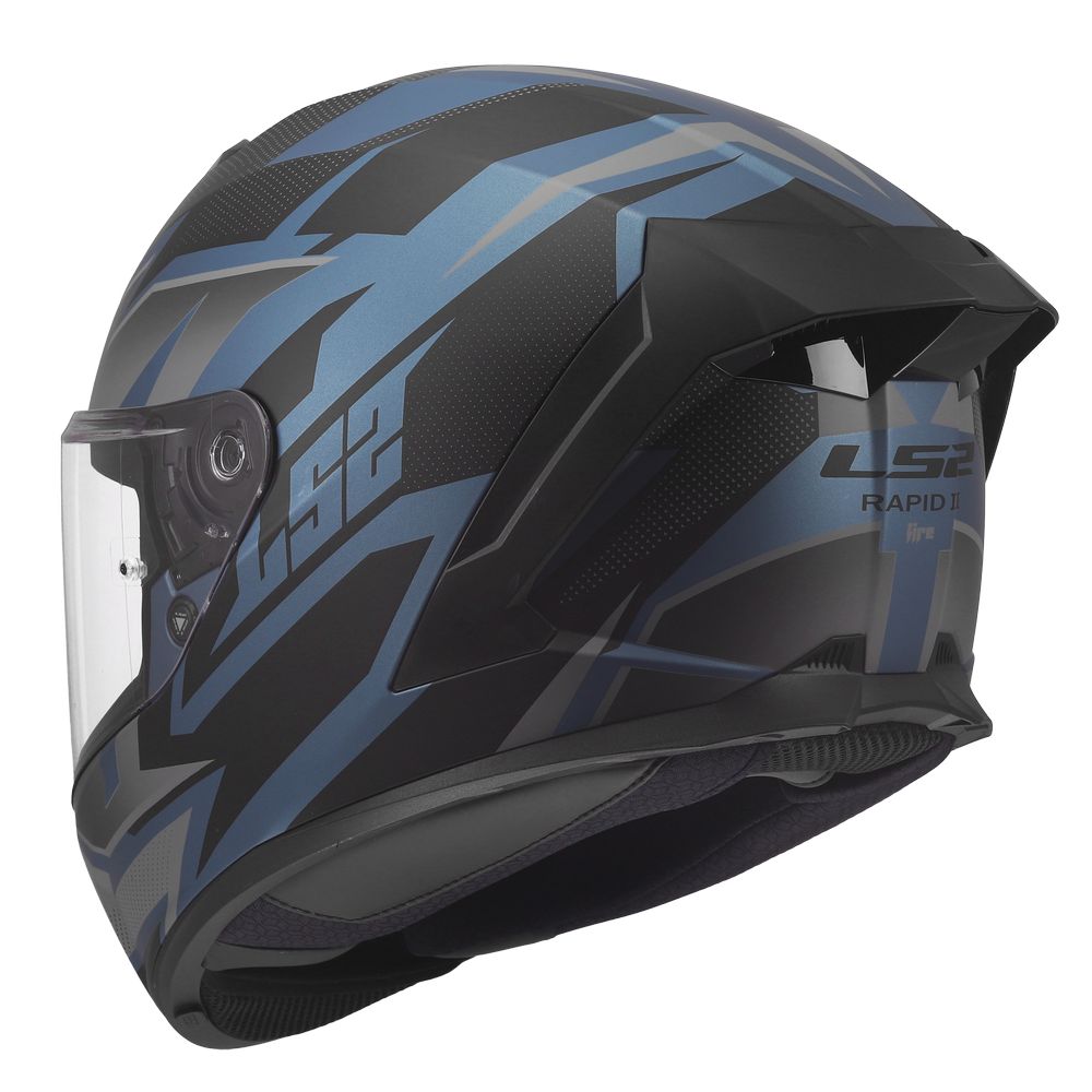 ŠALMAS LS2 FF820 RAPID III XTREM – JUODA / MĖLYNA PETROL SPALVA