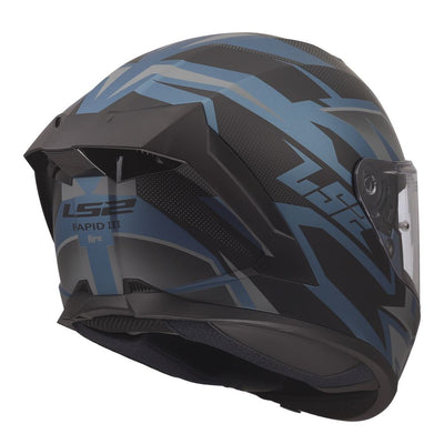 ŠALMAS LS2 FF820 RAPID III XTREM – JUODA / MĖLYNA PETROL SPALVA