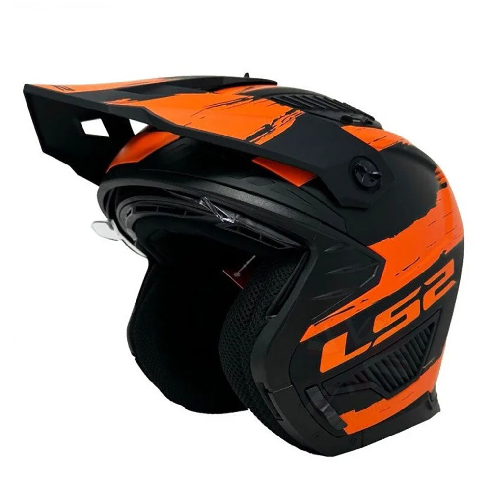 ŠALMAS LS2 OF606 DRIFTER MUD – MATINIS JUODAS / ORANŽINIS