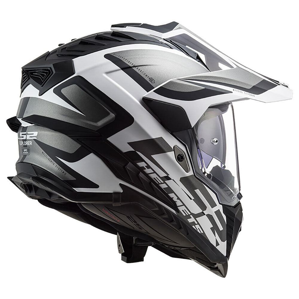 ŠALMAS LS2 MX701 EXPLORER ALTER – MATINĖ JUODA BALTA SPALVA