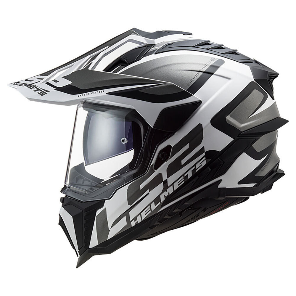 ŠALMAS LS2 MX701 EXPLORER ALTER – MATINĖ JUODA BALTA SPALVA