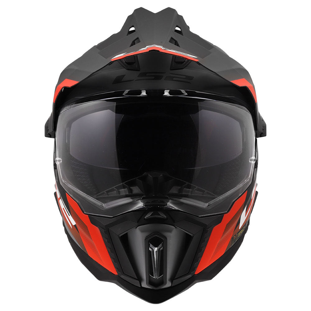 ŠALMAS LS2 MX701 EXPLORER HEXA – MATINĖ JUODA RAUDONA PILKA SPALVA