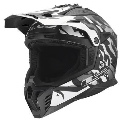 Šalmas LS2 FAST II GROTESK juoda-pilka