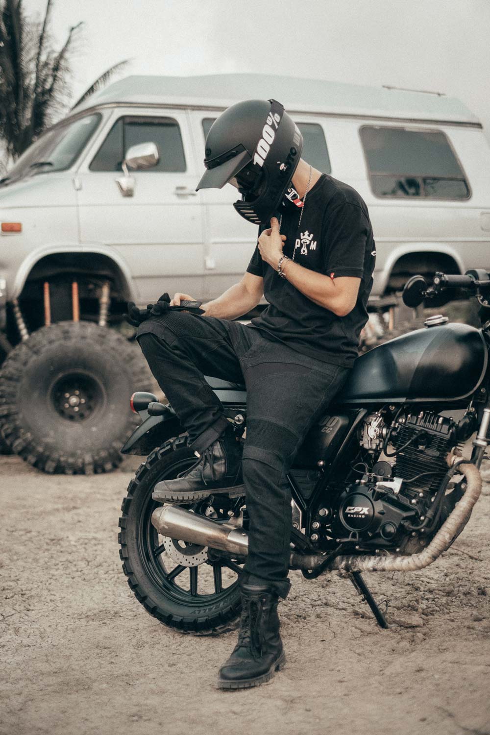 MOTO džinsai PANDO MOTO KARLDO SLIM CORDURA VYRAMS JUODI – nuotrauka 2