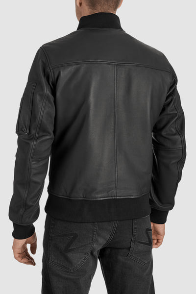 Odinė striukė FALCON AVIATOR juoda PANDO MOTO