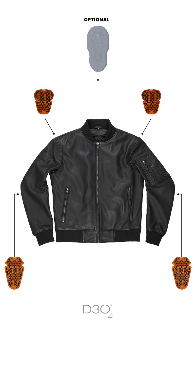 Odinė striukė FALCON AVIATOR juoda PANDO MOTO