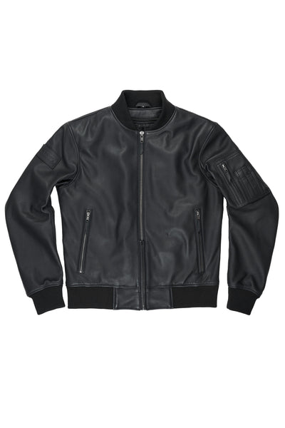 Odinė striukė FALCON AVIATOR juoda PANDO MOTO