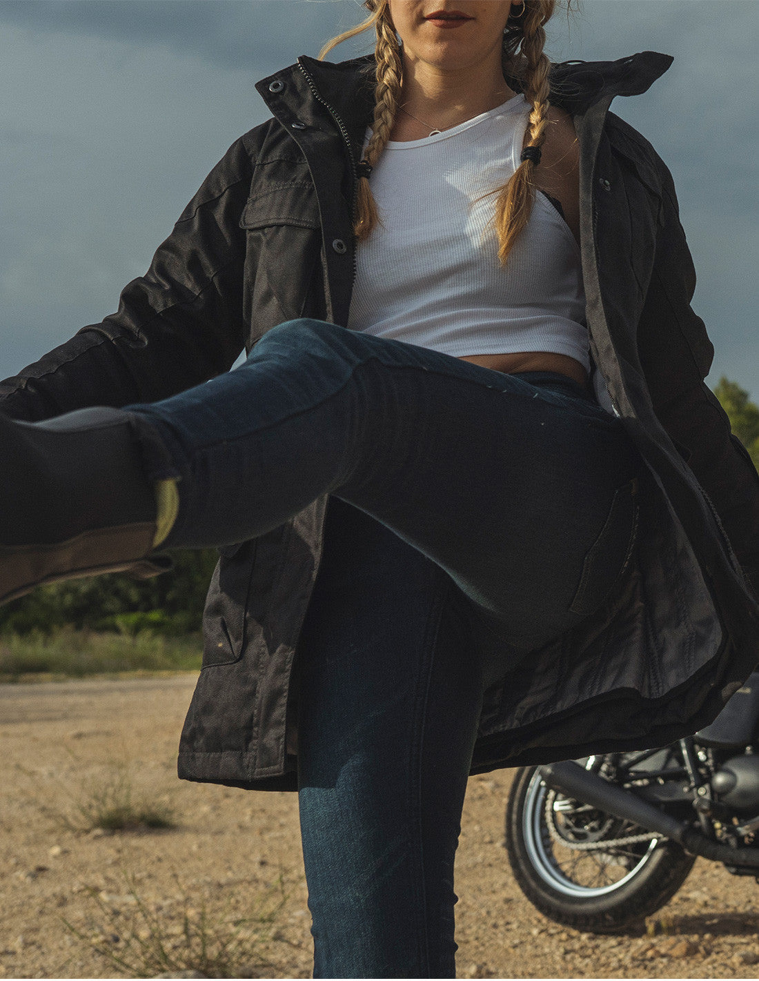 MOTO džinsai ONBOARD CONCEPT + APSAUGOS MOTERIMS mėlyni – nuotrauka 6