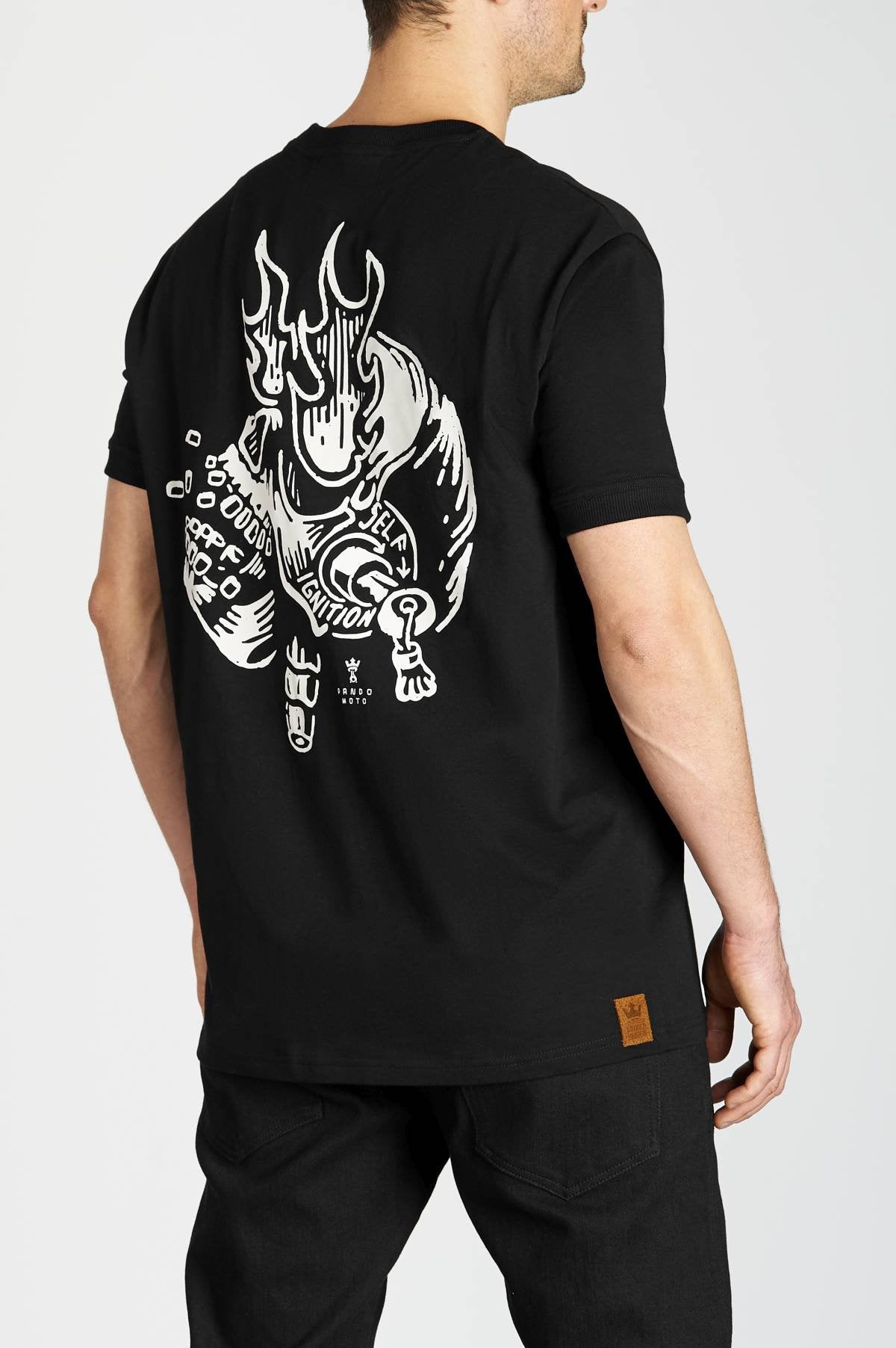 Marškinėliai PANDO MOTO MIKE IGNITION JUODI UNISEX – nuotrauka 4