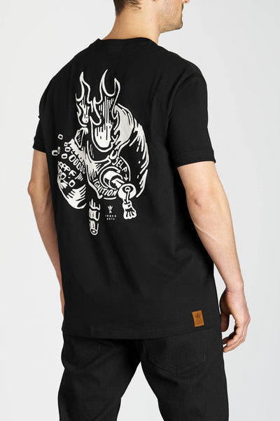Marškinėliai PANDO MOTO MIKE IGNITION JUODI UNISEX – nuotrauka 4