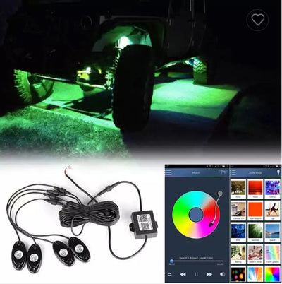 LED šviesų RINKINYS SUPER BRIGHT 4 PODS RGB LED – nuotrauka 5