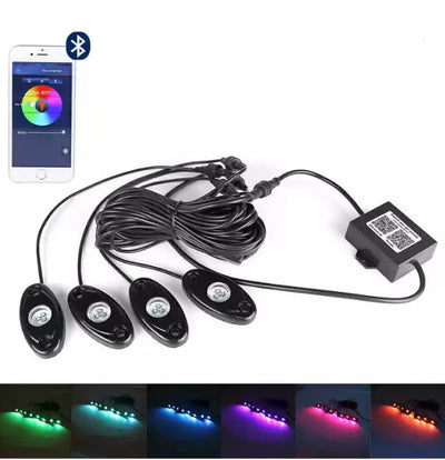 LED šviesų RINKINYS SUPER BRIGHT 4 PODS RGB LED – nuotrauka 4