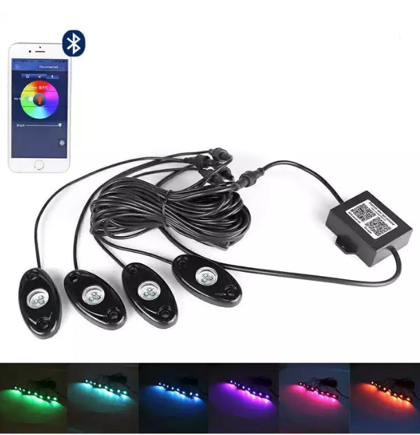 LED šviesų RINKINYS SUPER BRIGHT 4 PODS RGB LED – nuotrauka 4